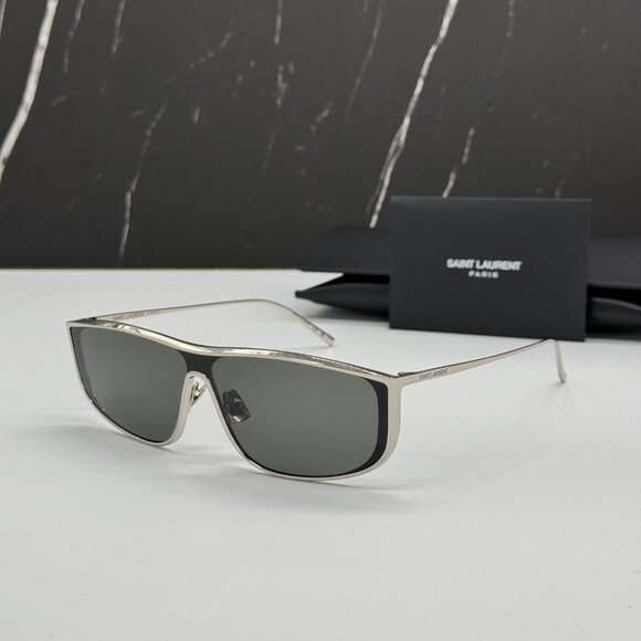 NEW SAINT LAURENT SL605 LUNA 001 SUNGLASSES WOMEN SQUARE SILVER EYEWEAR SL 605 - Picture 1 of 11